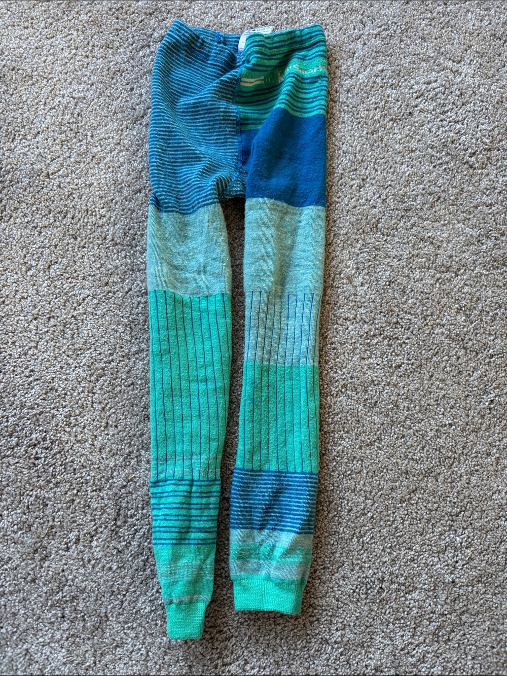Smartwool Striped Knit Leggings in Teal, Aqua & Blue